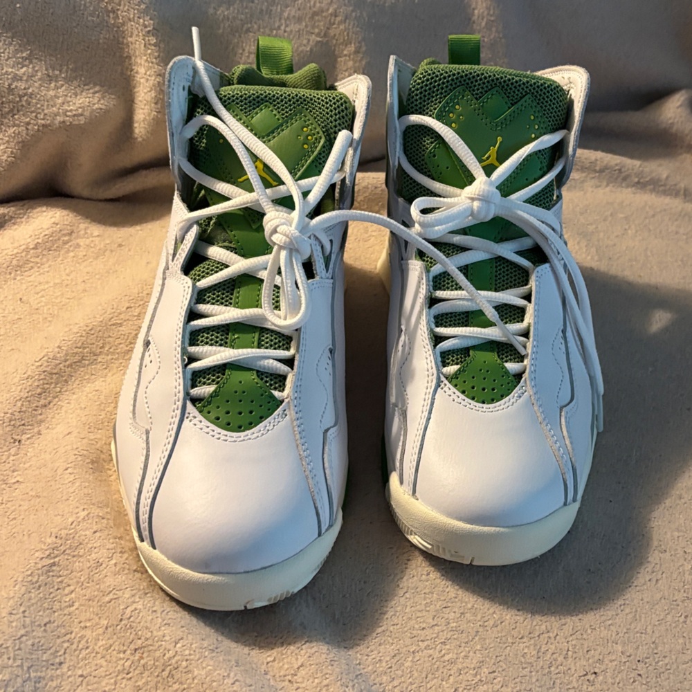 Jordan True Flight White and Chlorophyll Athletic Shoes - Picture 6 of 7